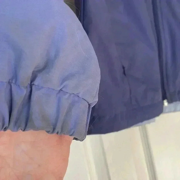 Vintage hooded Columbia women's rain jacket in color block blues - Picture 2 of 9